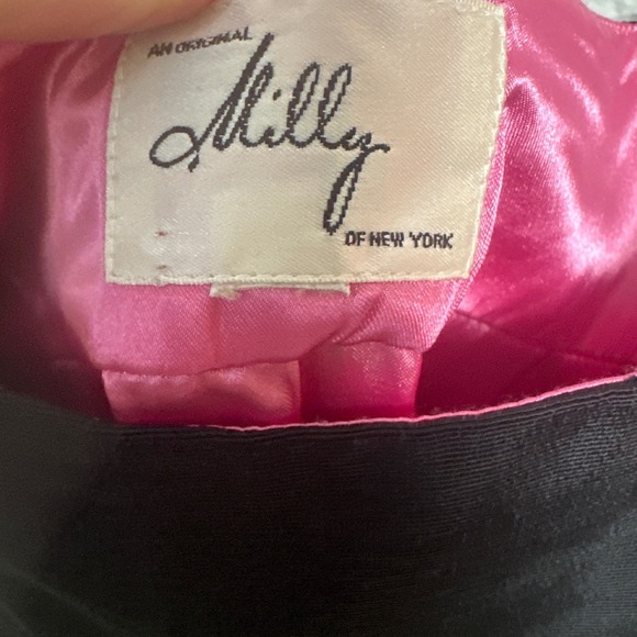 vintage milly of new york black mini dress with pockets and pink satin lining - Picture 3 of 8